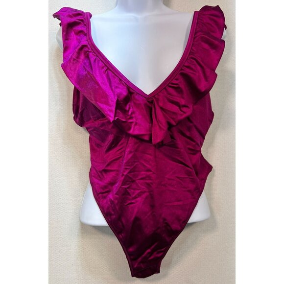 Pink Victoria's Secret Women's One Piece Swimsuit Deep Plunge V Neck Sz M Purple - Picture 1 of 8